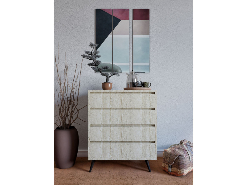 Cómoda de madeira "Suvera" - 70 x 40 x 86 cm - Travertino