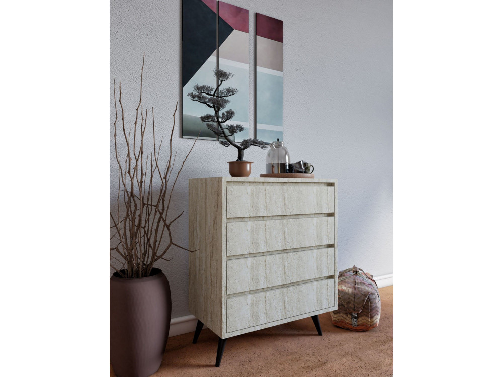 Cómoda de madeira "Suvera" - 70 x 40 x 86 cm - Travertino