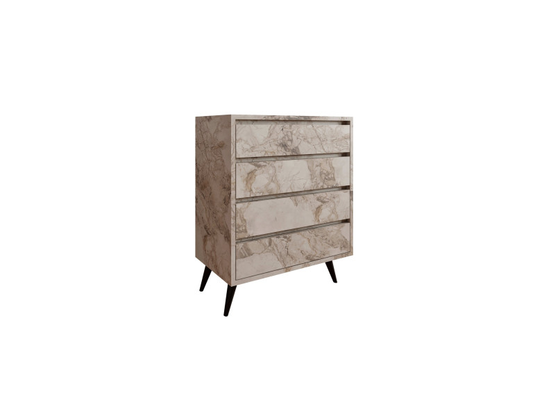 Cómoda de madeira "Suvera" - 70 x 40 x 86 cm - Bege marmoreado