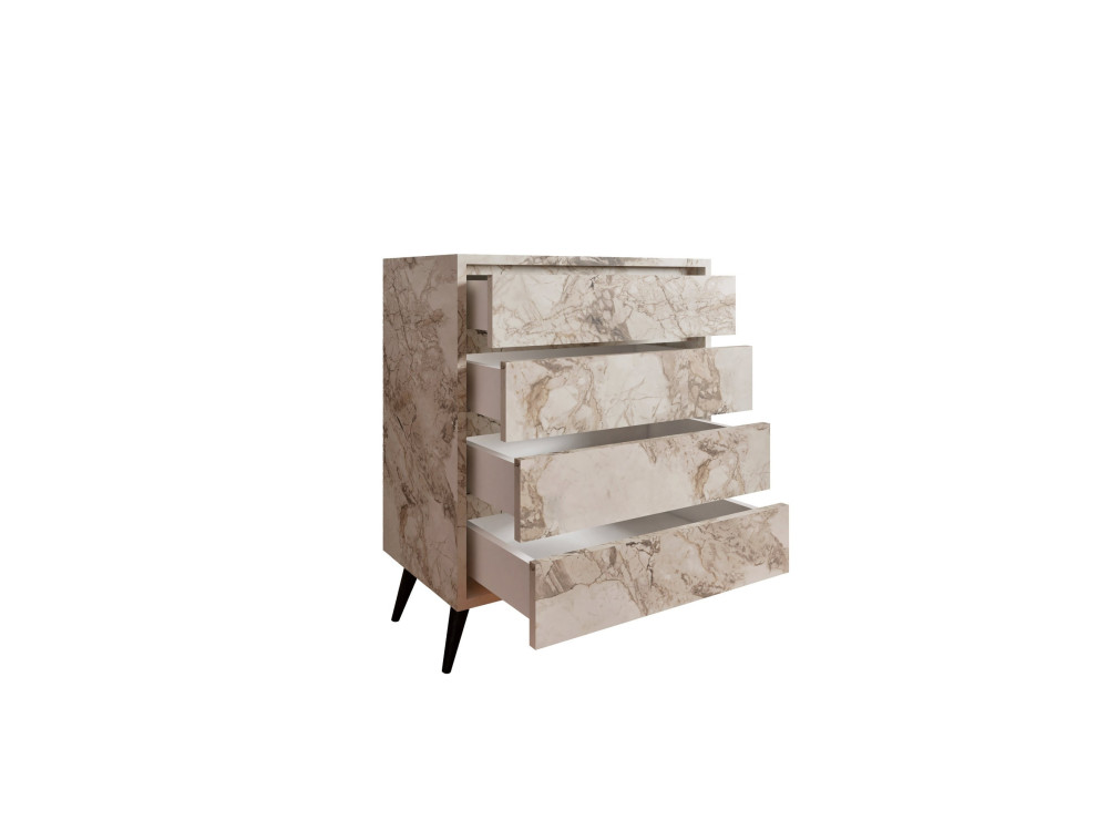 Cómoda de madeira "Suvera" - 70 x 40 x 86 cm - Bege marmoreado