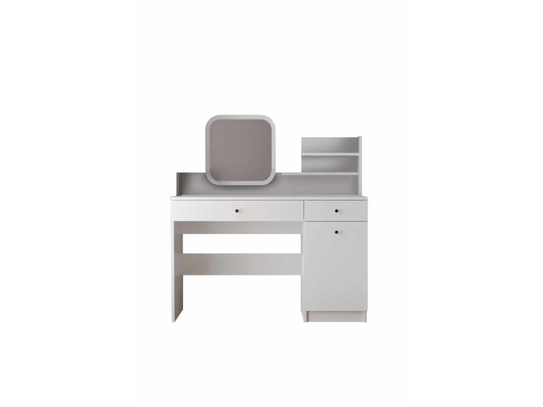 Toucador "Harmony Square" com espelho de madeira - 124 x 40 x 135 cm - Branco