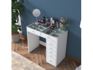 Toucador "Soma" com gavetas embutidas em madeira - 90 x 44 x 80 cm - Branco 2