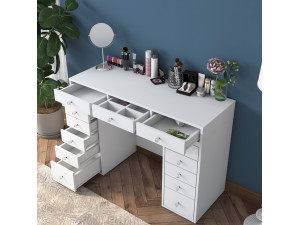 Toucador "Sena" com gavetas embutidas em madeira - 120 x 44 x 82 cm - Branco 2