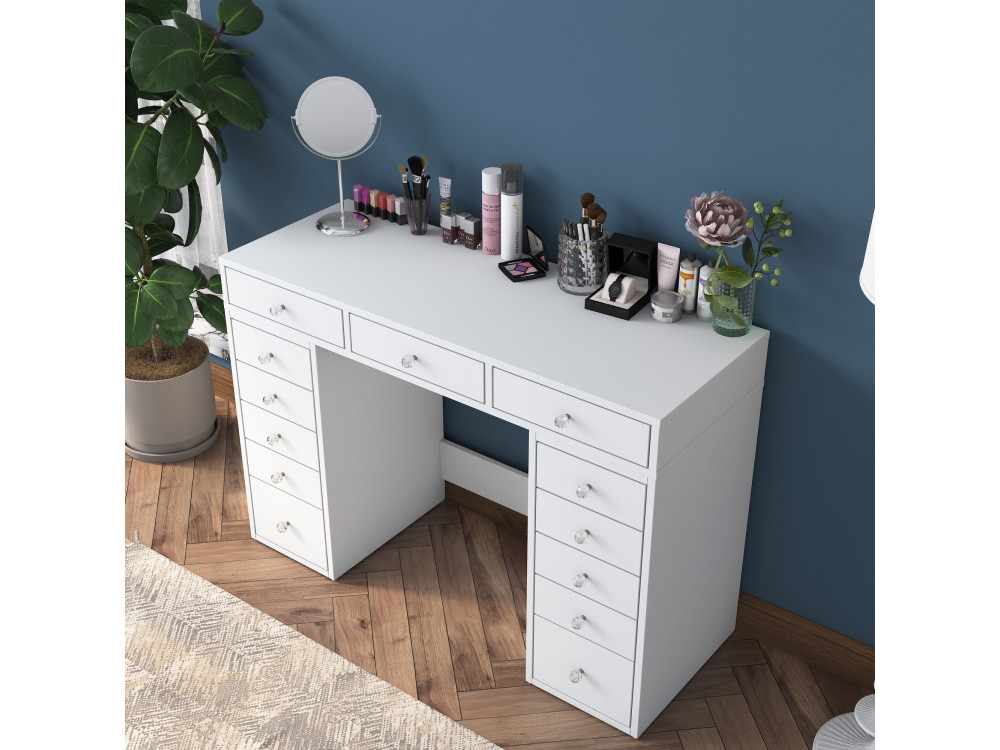Toucador "Sena" com gavetas embutidas em madeira - 120 x 44 x 82 cm - Branco