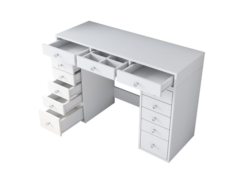 Toucador "Sena" com gavetas embutidas em madeira - 120 x 44 x 82 cm - Branco