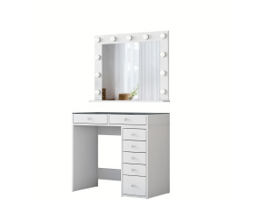 Toucador "Kona" com espelho de madeira - 90 x 44 x 80 cm - Branco