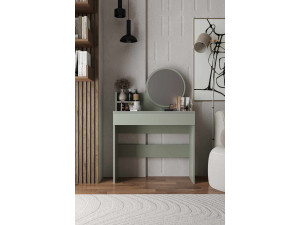 Toucador "Harmony Mini Round" com espelho de madeira - 90 x 40 x 133 cm - Verde 2
