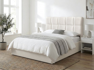 Cabeceira de cama em tecido grosso tipo bolha "Alpe d'Huez" - 160 cm - Bege 2