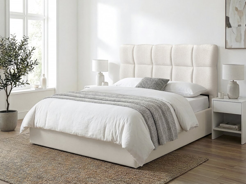 Cabeceira de cama em tecido grosso tipo bolha "Alpe d'Huez" - 160 cm - Bege