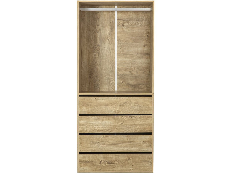Roupeiro "Opéra" com 4 gavetas e 1 espaço para pendurar - 80 x 45 x 180 cm - Bege