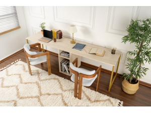 Secretária de estudo Twin - 240 x 60 x 74 cm - TravertinOr 2