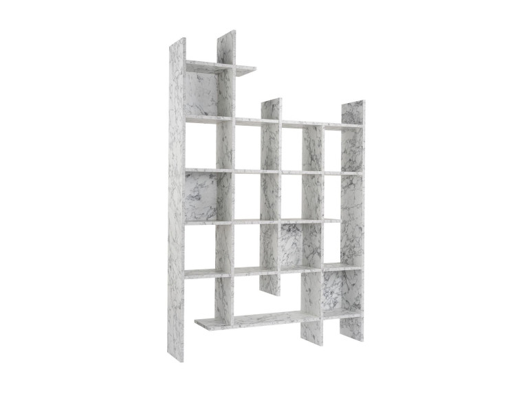 Estante de madeira "Manco" 122 x 25,5 x 188 cm - mármore de Carrara