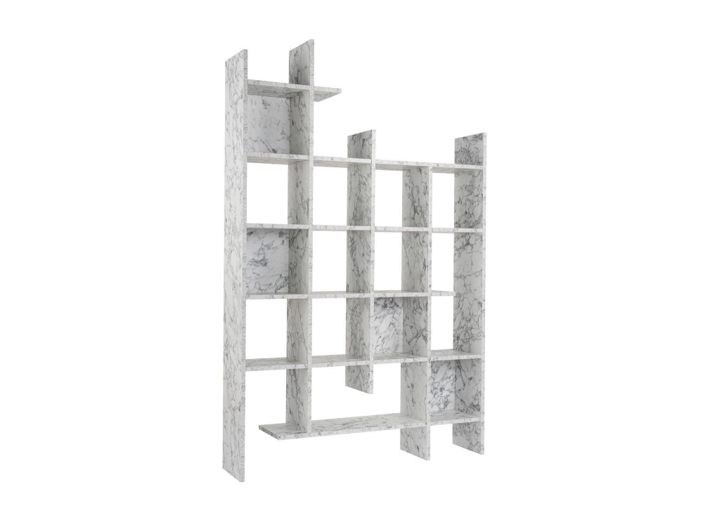 Estante de madeira "Manco" 122 x 25,5 x 188 cm - mármore de Carrara