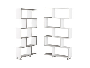Estante de madeira "Nilüfer" - 90 x 20 x 156 cm - Branco
