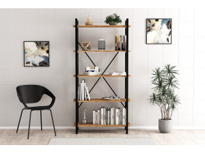 Estante de madeira "Nero" - 90 x 33 x 180 cm - Atlantic PineBlack 2