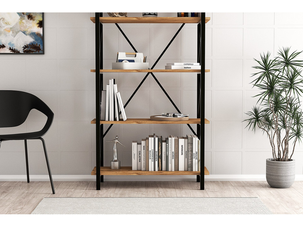 Estante de madeira "Nero" - 90 x 33 x 180 cm - Atlantic PineBlack