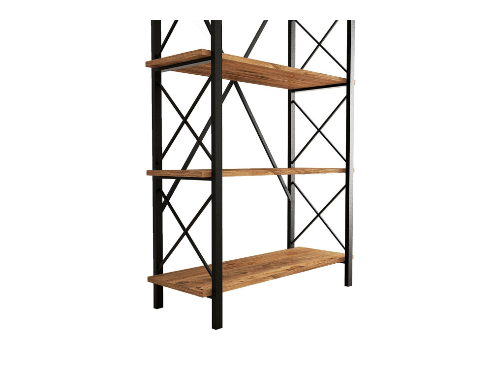 Estante de madeira "Nero" - 90 x 33 x 180 cm - Atlantic PineBlack