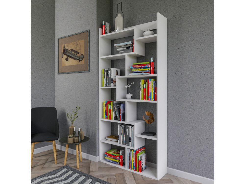 Estante de madeira "Kuttap" - 90 x 22 x 182 cm - Branco