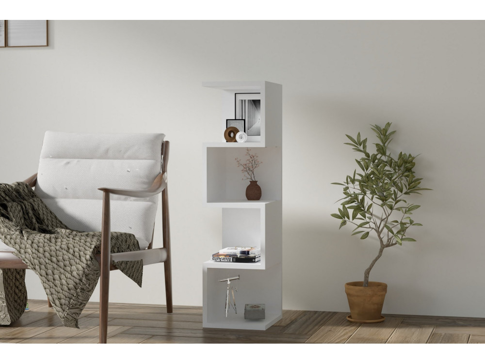 Estante de madeira "Alin" - 27 x 25 x 95 cm - Branco