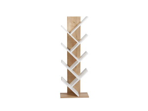 Estante de madeira "Tuval 066" - 46 x 22 x 129 cm - Carvalho, Branco