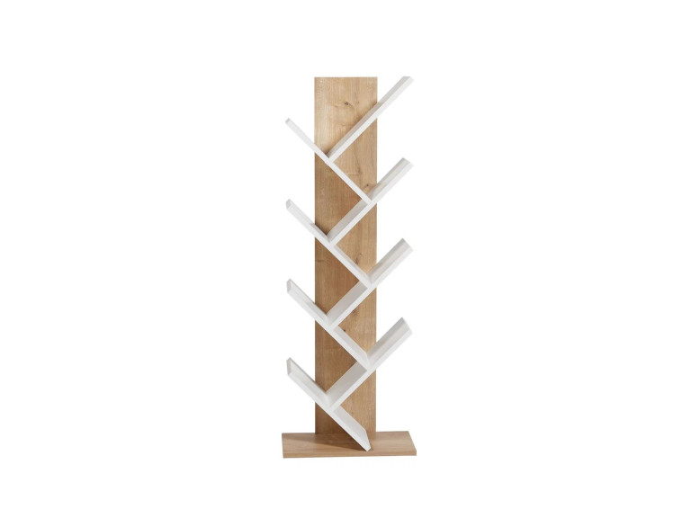 Estante de madeira "Tuval 066" - 46 x 22 x 129 cm - Carvalho, Branco