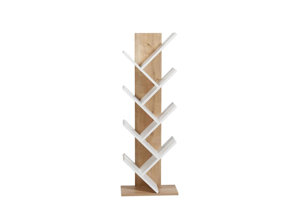 Estante de madeira "Tuval 066" - 46 x 22 x 129 cm - Carvalho, Branco
