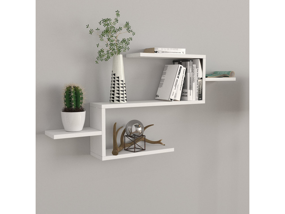 Estante de madeira "Twist" - 104 x 14 x 49 cm - Branco