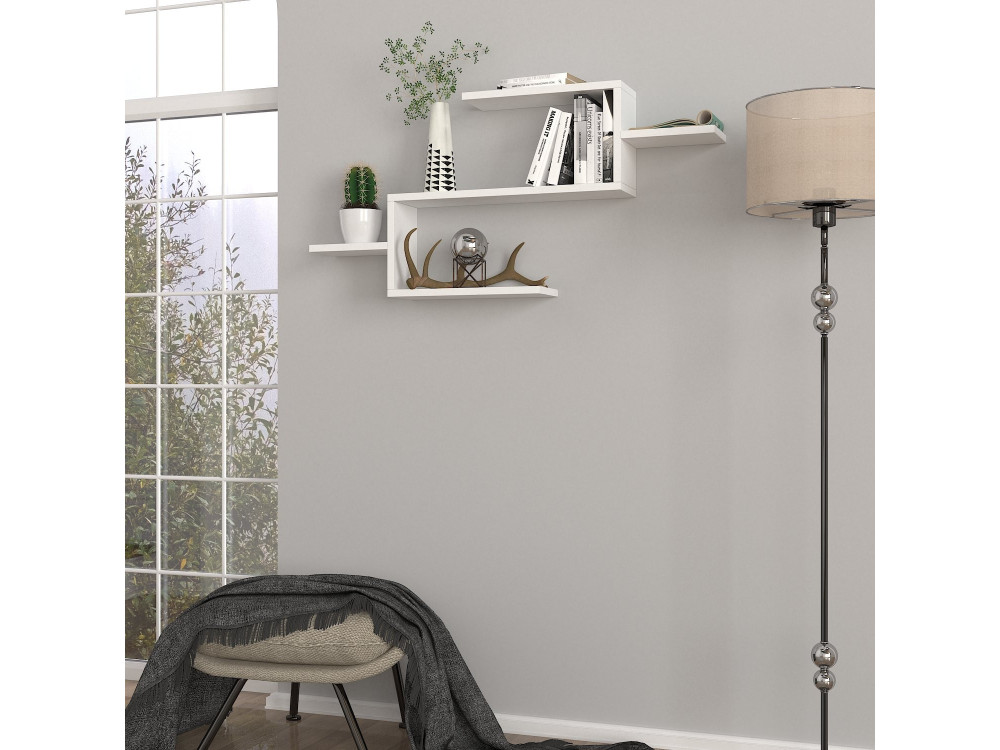 Estante de madeira "Twist" - 104 x 14 x 49 cm - Branco