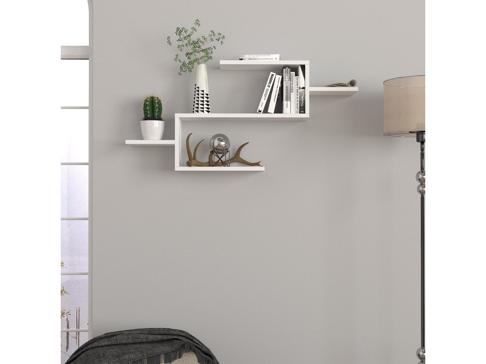 Estante de madeira "Twist" - 104 x 14 x 49 cm - Branco