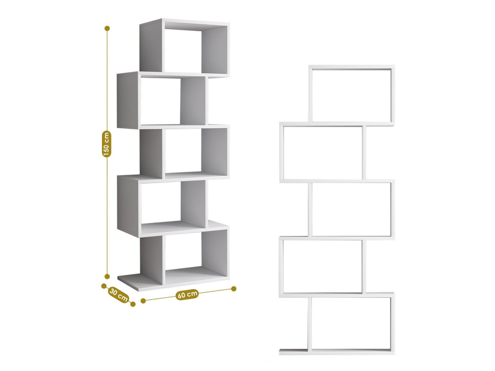 Estante de madeira "Meric" 60 x 30 x 150 cm - Branco