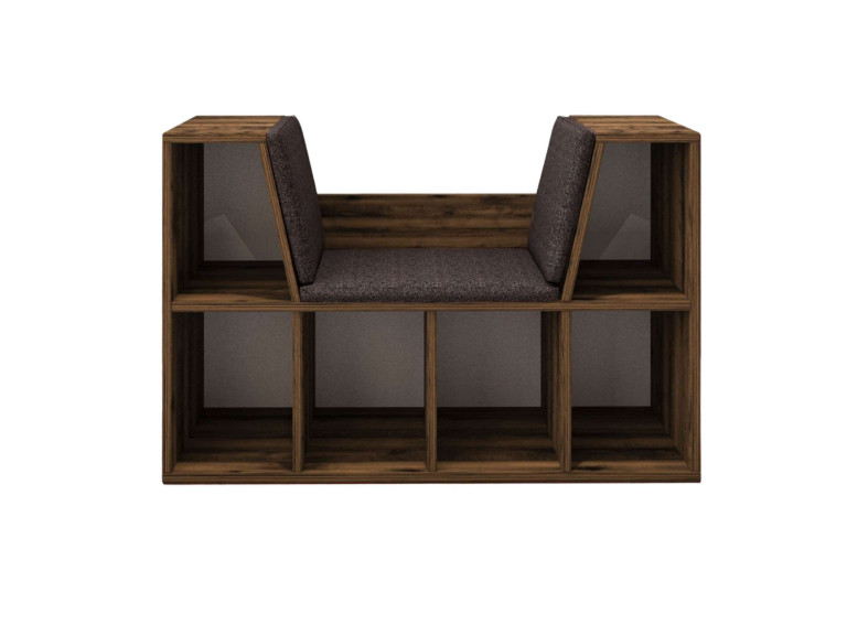 Estante "Livora" com assento em madeira - 103 x 30 x 63 cm - Castanho