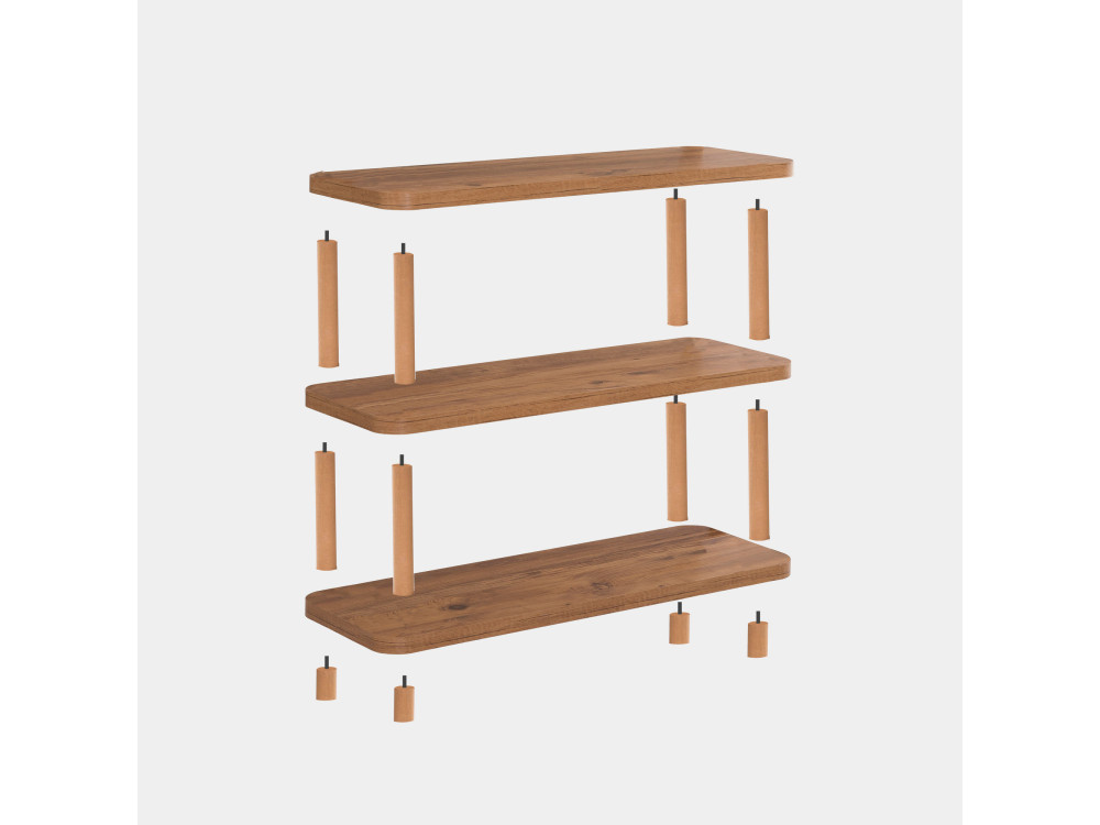 Estante de madeira "Step" - 80 x 28 x 75 cm - Castanho
