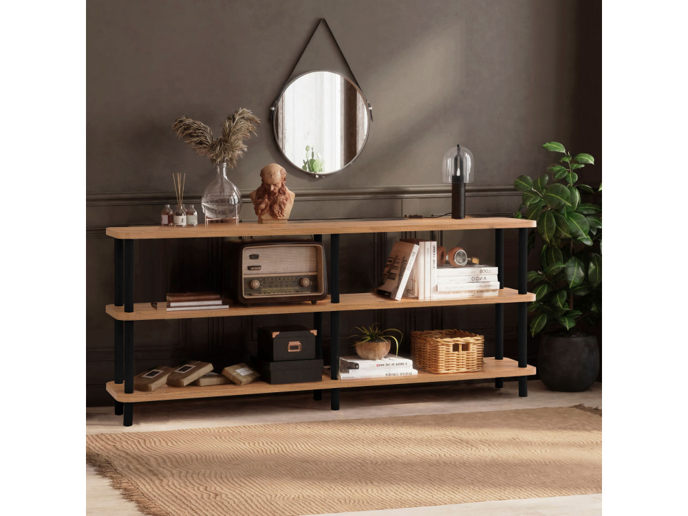 Estante de madeira "Zen" - 180 x 35 x 75 cm - Preto
