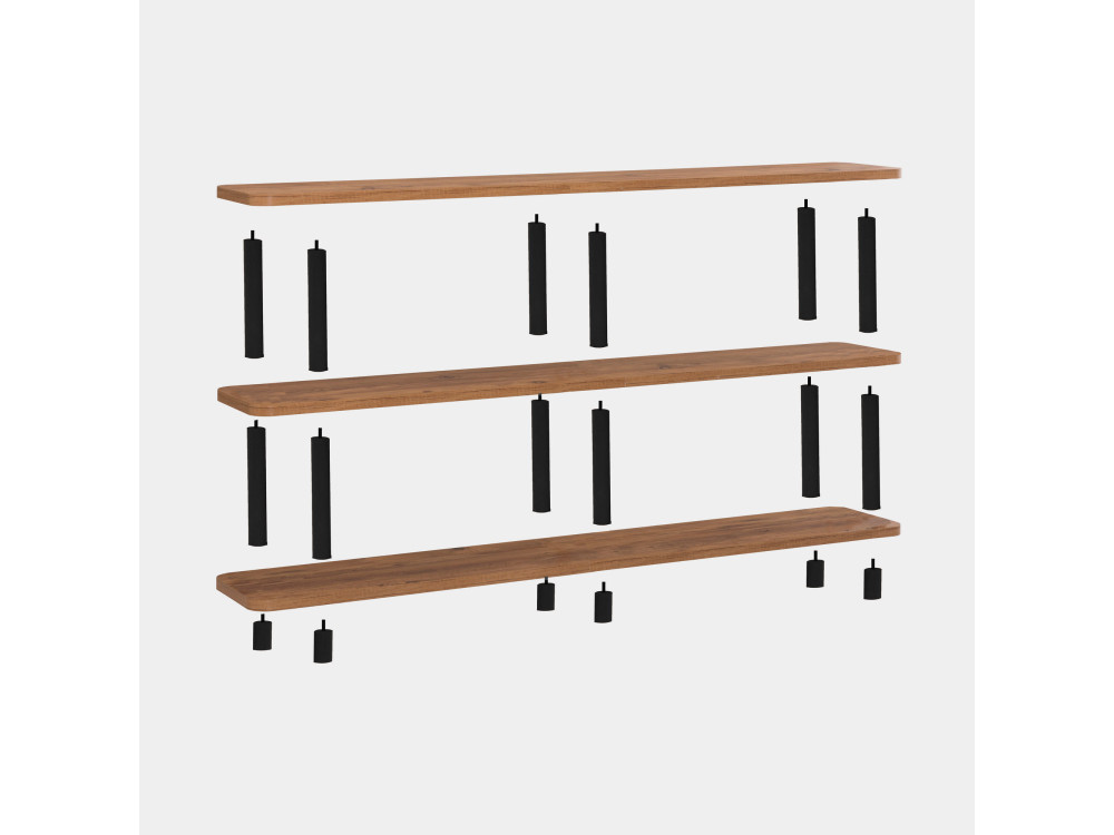 Estante de madeira "Zen" - 180 x 35 x 75 cm - Preto