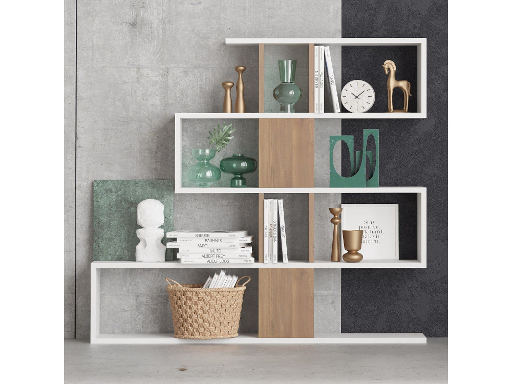 Estante de madeira "Karlin" - 120 x 20 x 109 cm - Branco