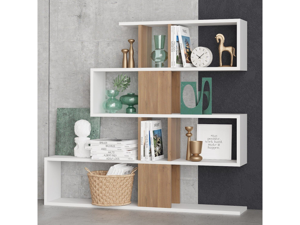 Estante de madeira "Karlin" - 120 x 20 x 109 cm - Branco