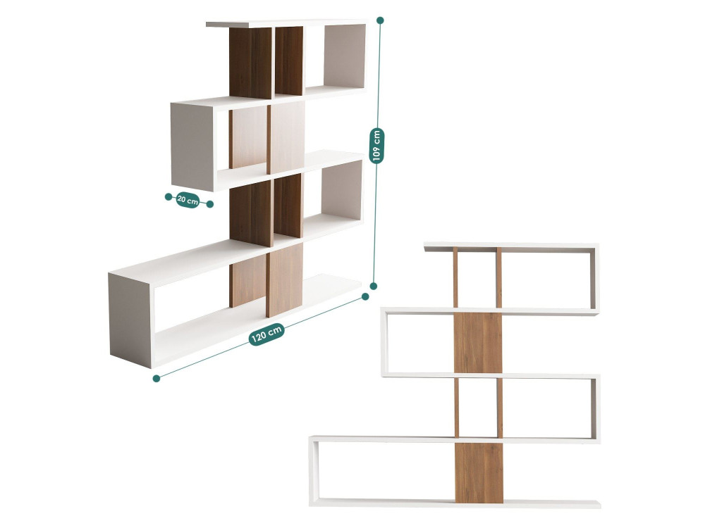 Estante de madeira "Karlin" - 120 x 20 x 109 cm - Branco