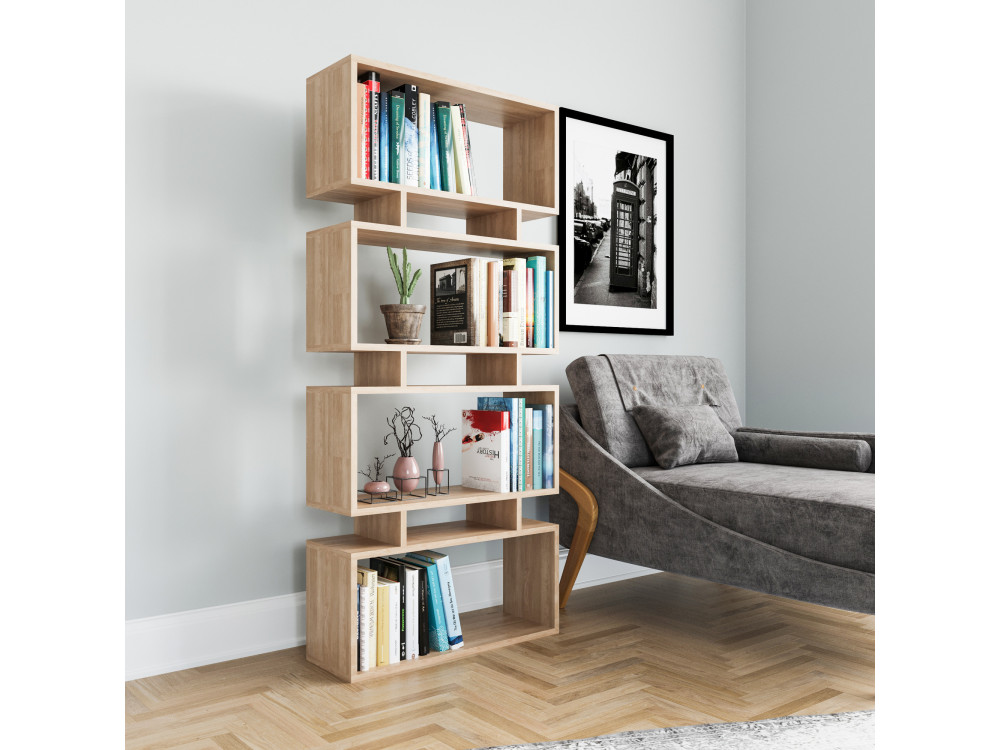 Estante de madeira "Langdon" - 72 x 25 x 161 cm - Bege