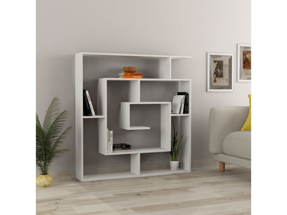 Estante de madeira "Labirent" - 125 x 22 x 129 cm - Branco