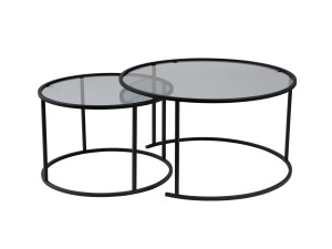 Conjunto de 2 mesas de centro metálicas "Aurum" - 80 x 80 x 43 cm - Preto cinzento