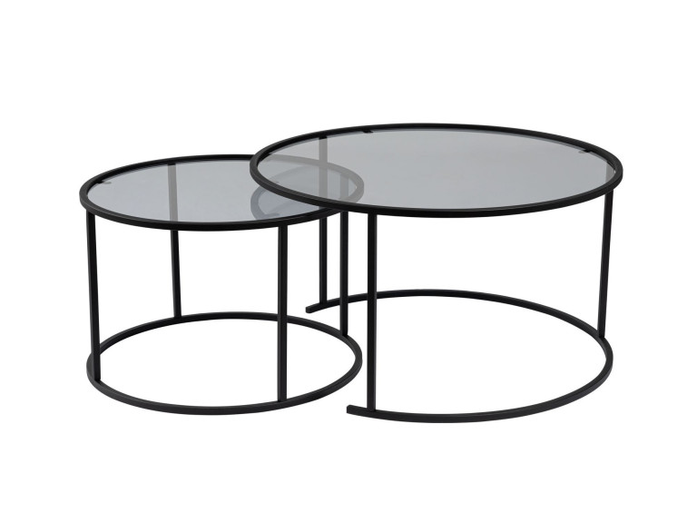 Conjunto de 2 mesas de centro metálicas "Aurum" - 80 x 80 x 43 cm - Preto cinzento