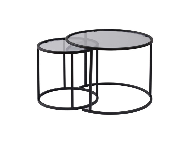Conjunto de 2 mesas de centro metálicas "Aurum" - 60 x 60 x 43 cm - Preto cinzento