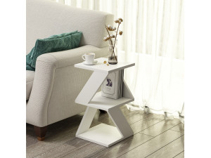 Mesa de apoio de madeira "Albeni" - 30 x 30 x 50 cm - Branco 2