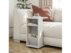 Mesa de apoio de madeira "Filinta" - 30 x 40 x 63 cm - Branco 2