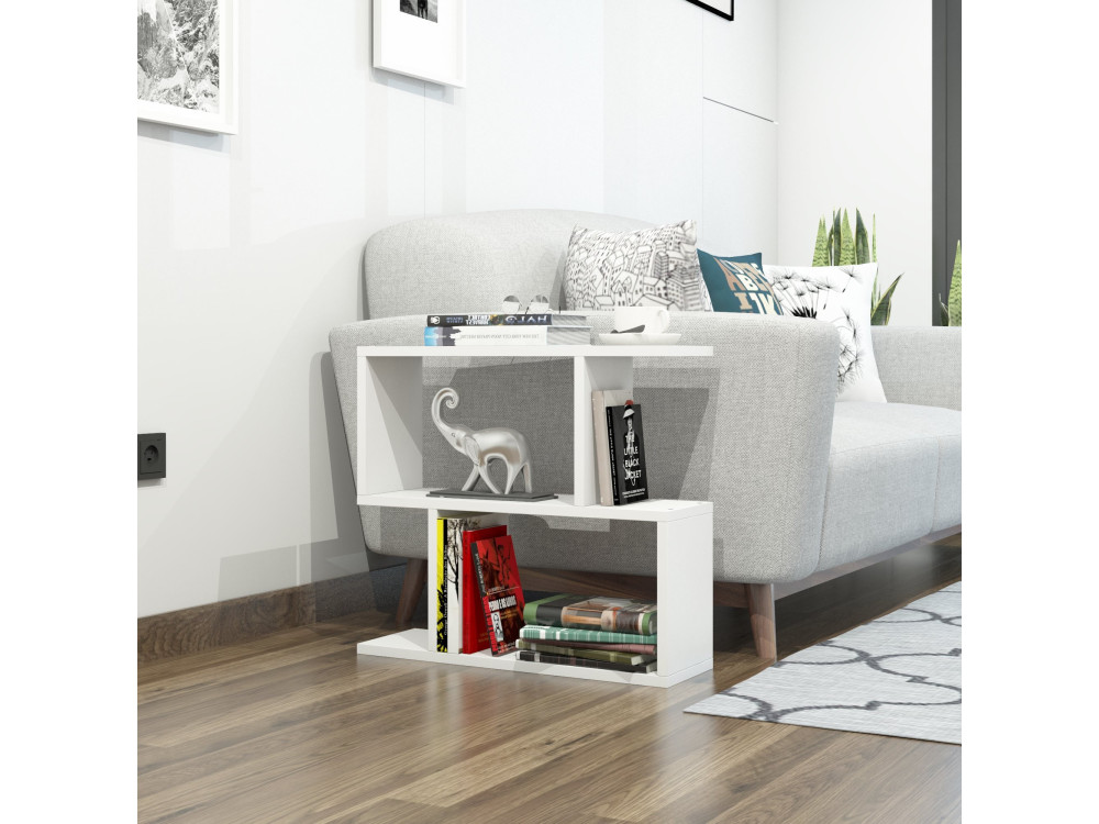 Mesa de apoio de madeira "Lale" - 60 x 20 x 55 cm - Branco