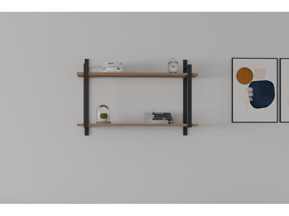 Prateleira de parede em madeira "Abat" - 90 x 22 x 60 cm - Nogueira