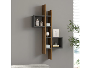 Prateleira de parede em madeira "Emse" - 53 x 19 x 108 cm - Carvalho, Antracite 2