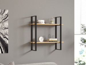Prateleira de parede em madeira "Buba" - 70 x 22 x 70 cm - Castanho 2