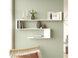 Prateleira de parede em madeira "WL10" - 120 x 14 x 71 cm - Branco 2