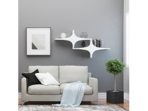 Prateleira de parede em madeira "Susen" - 135 x 20 x 69 cm - Branco 2